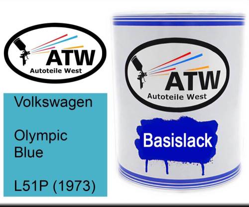 Volkswagen, Olympic Blue, L51P (1973): 1L Lackdose, von ATW Autoteile West.